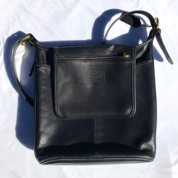 HUGE Vintage Coach Black Leather "Whitney" Bag - Picture 2 of 8